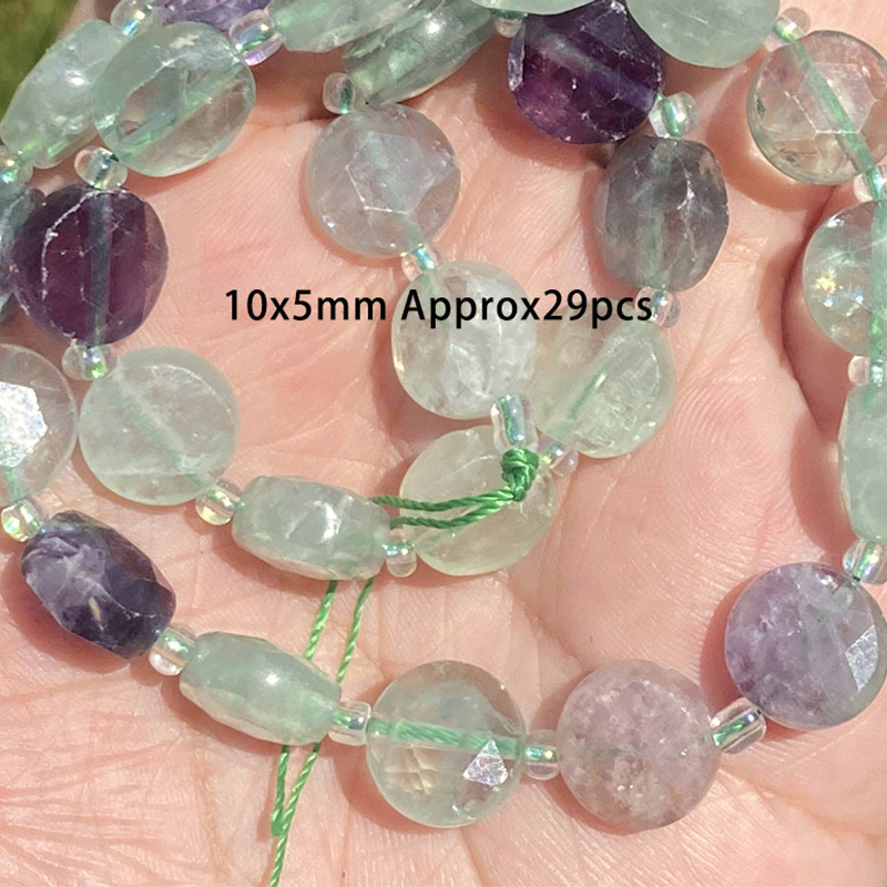 10x5mm sectioned flat round beads green color