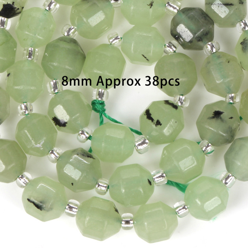 8mm faceted drum beads prehnite chalcedony