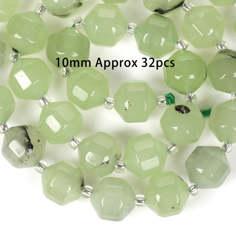 10mm faceted drum bead prehnite chalcedony