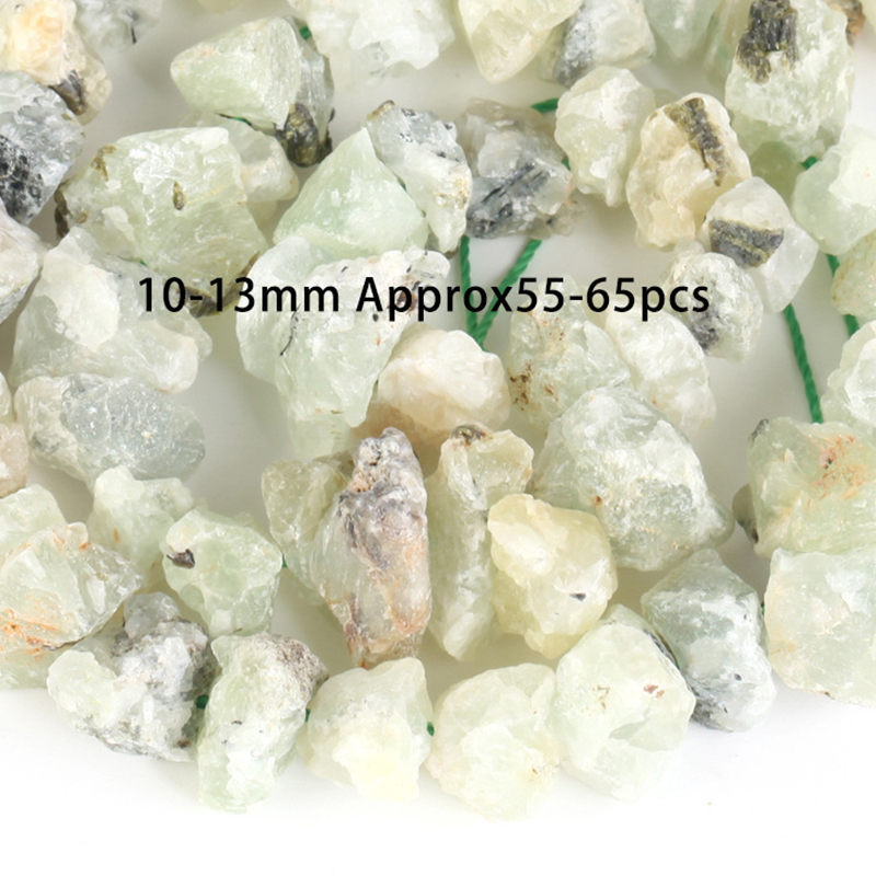 10-13mm medium hole small rough stone prehnite