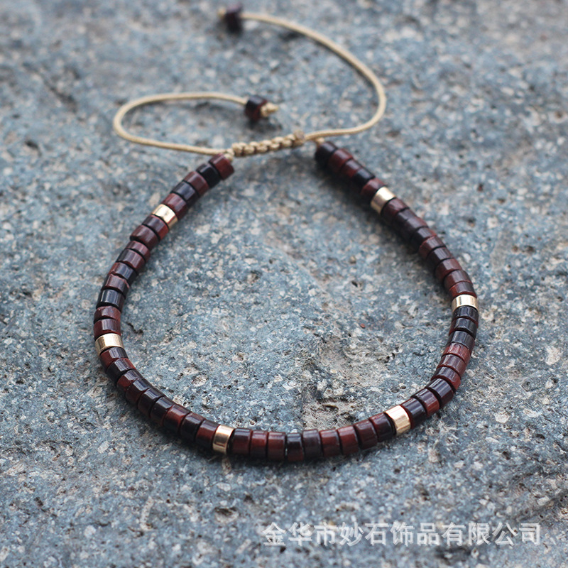 Rose red tiger eye stone gold spacer