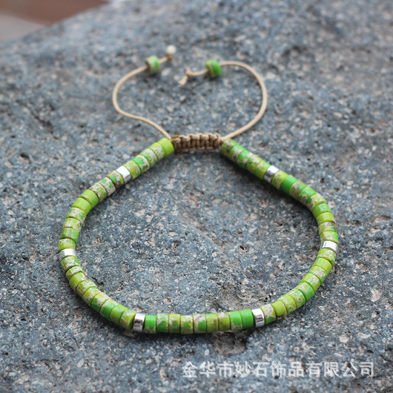 Fruit green emperor stone silver spacer