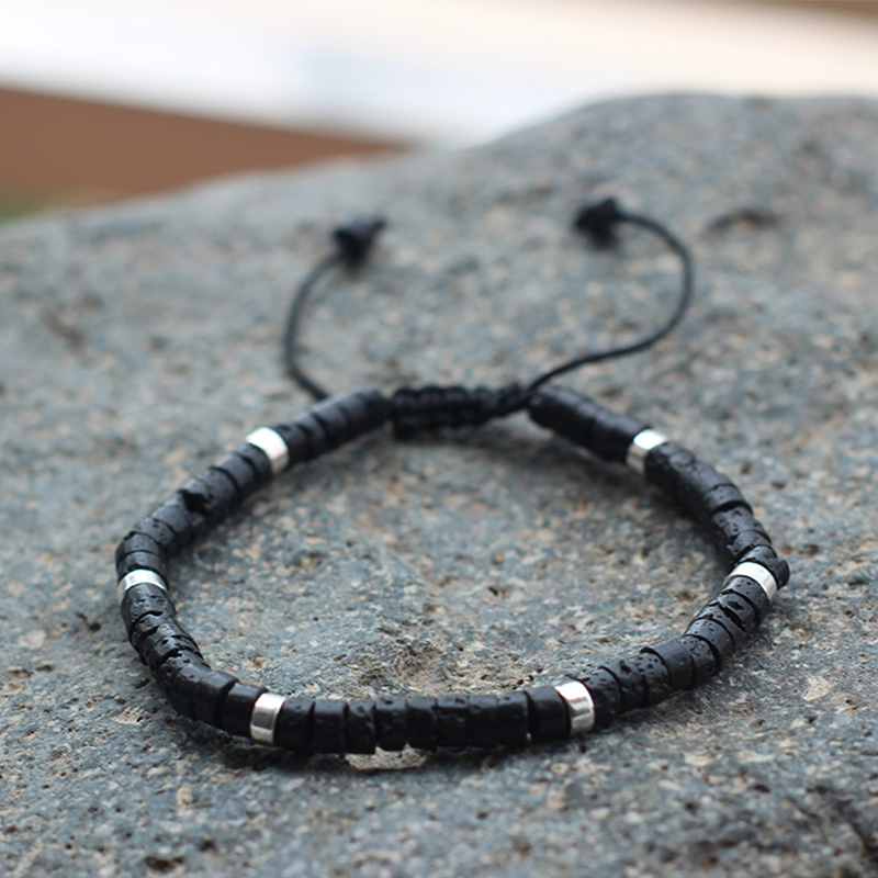 Volcanic stone silver spacer