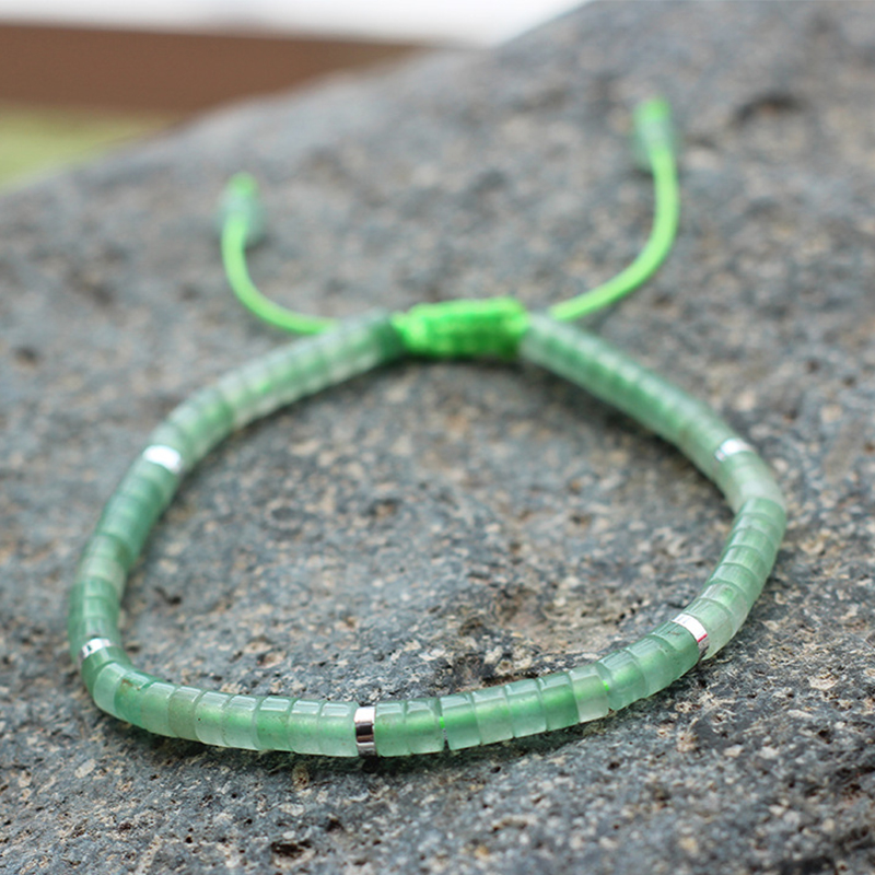 Green aventurine silver spacer