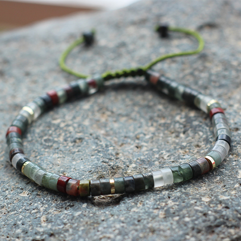African bloodstone silver spacer