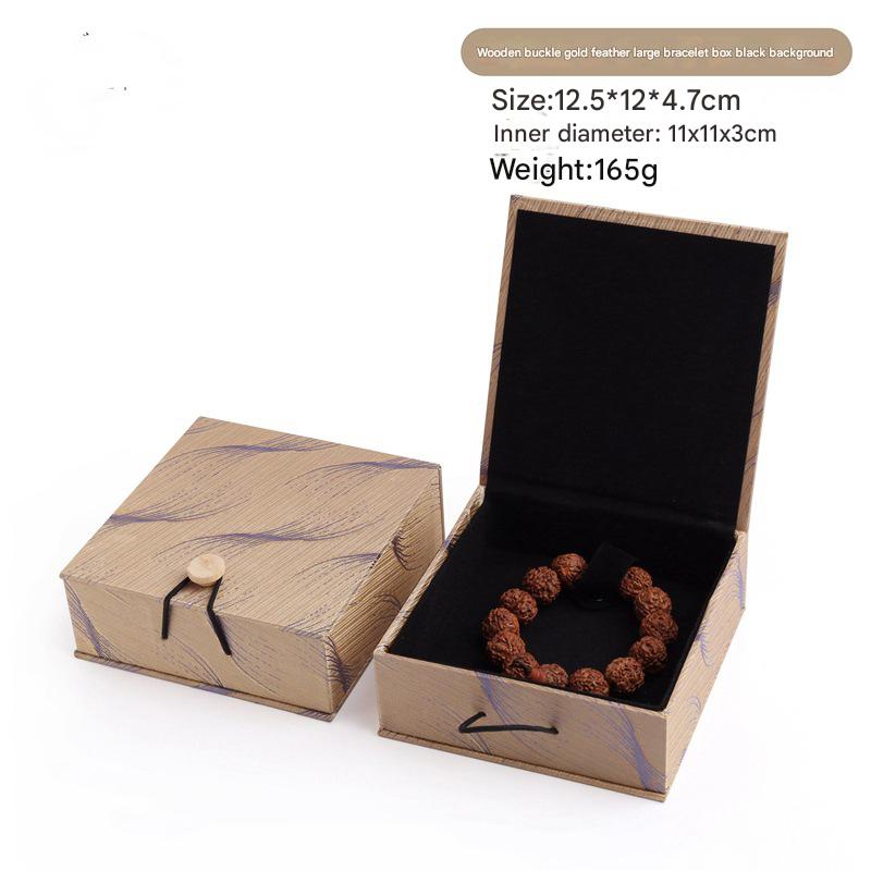 Wooden buckle gold feather bracelet box