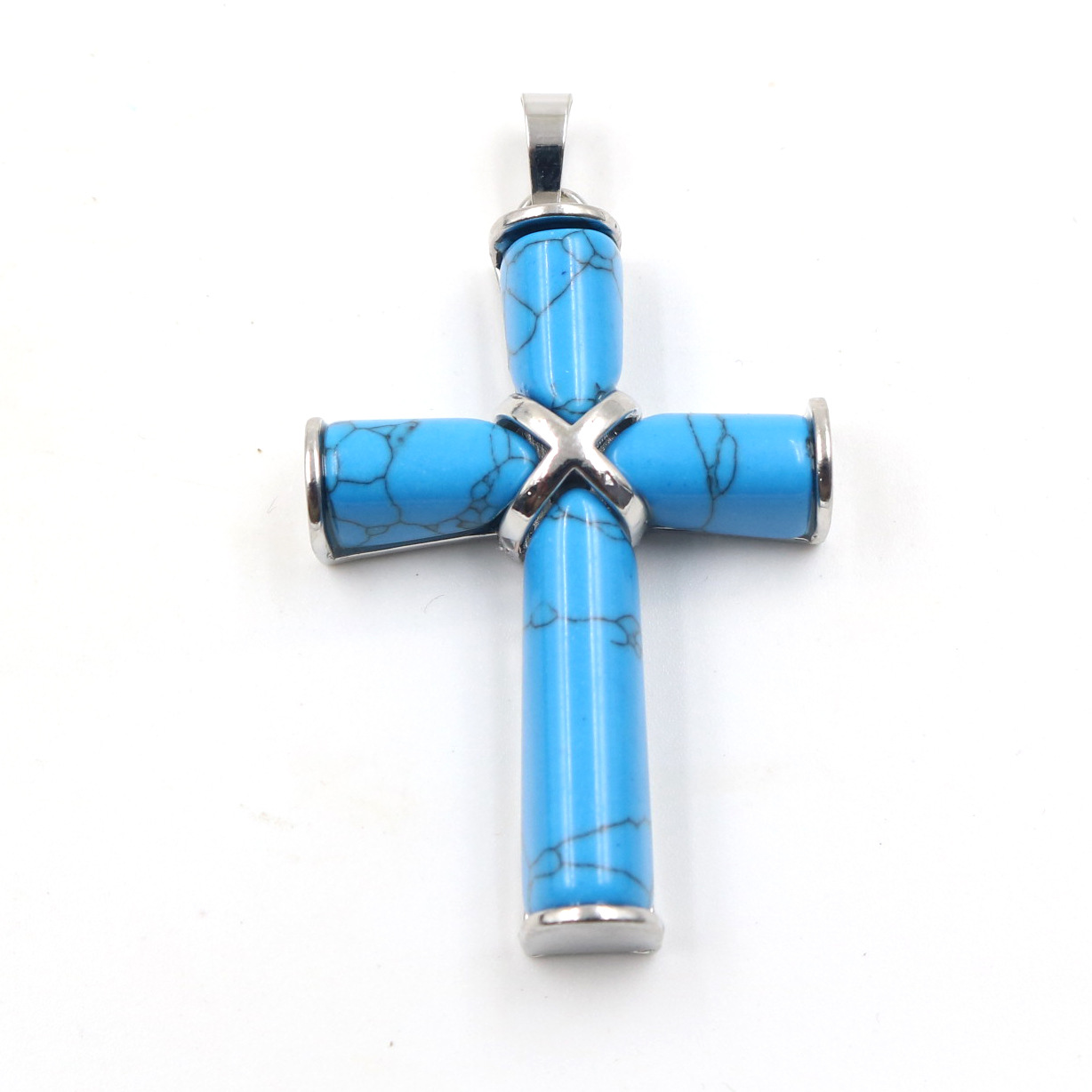 Synthetic blue turquoise (chain not included)
