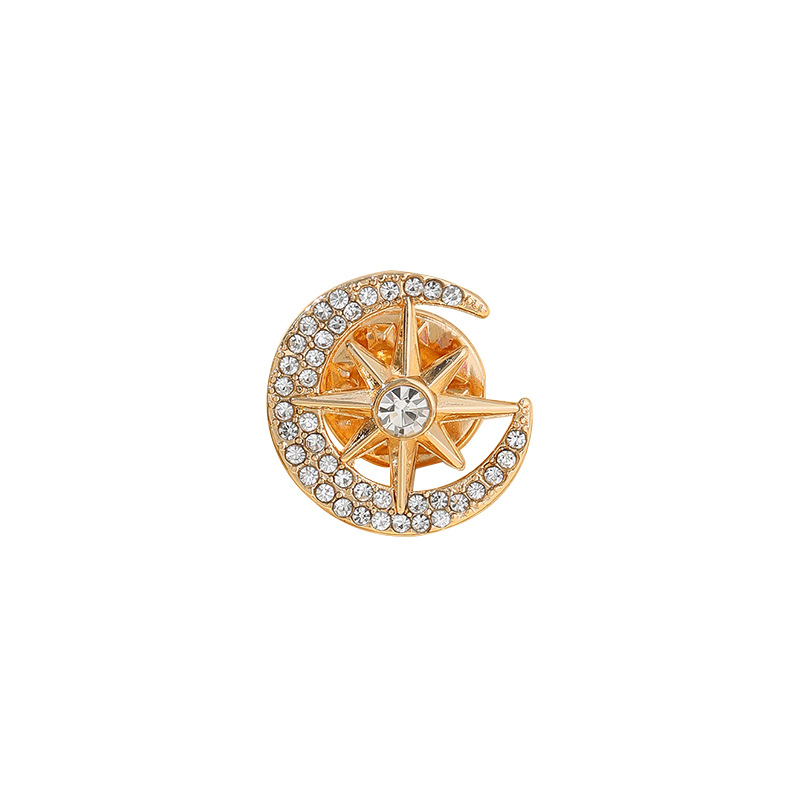Star Moon Brooch Gold