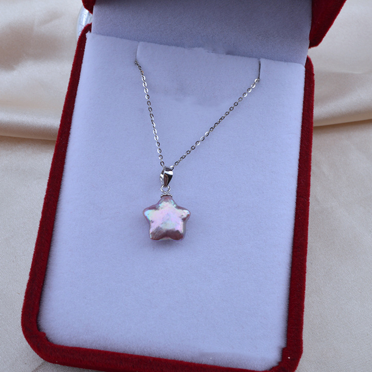 Purple five-pointed star pearl pendant