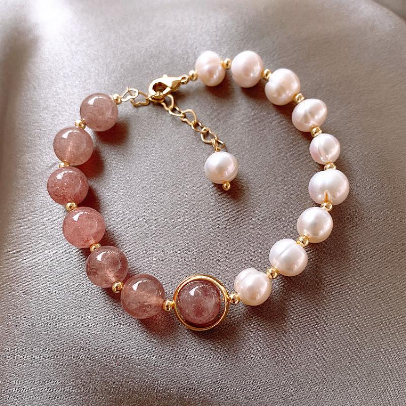 Strawberry Crystal pearl bracelet B stitching