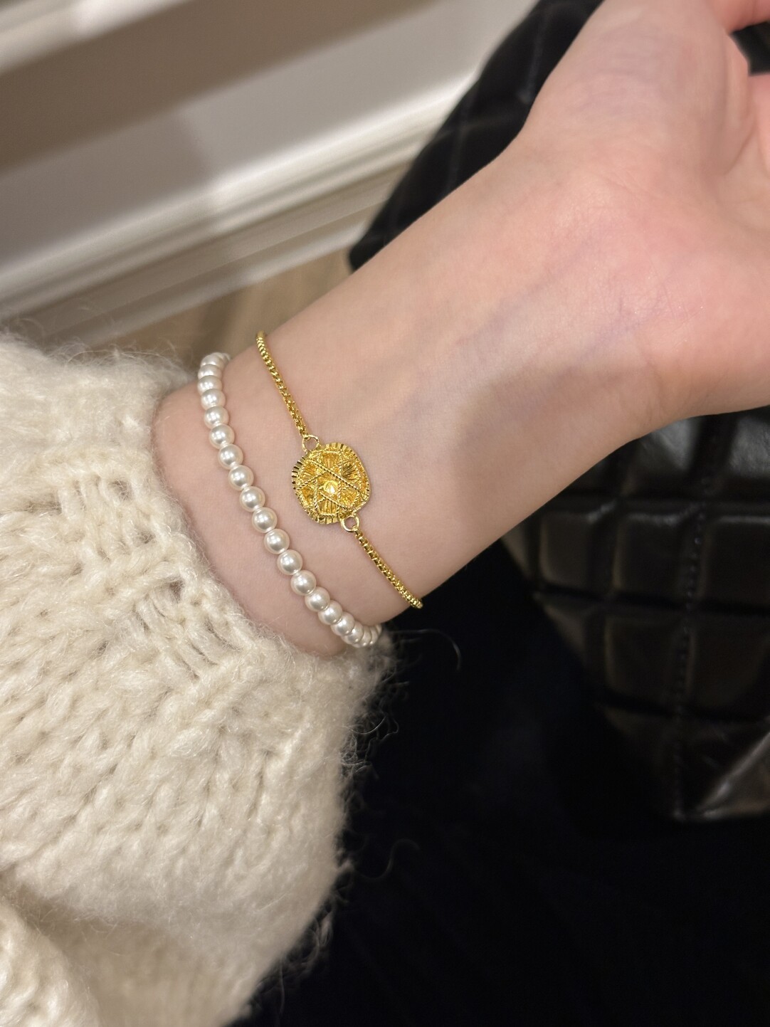Brushed small sugar cube bracelet