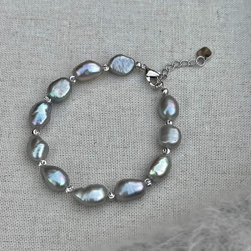 Heather Gray Baroque shaped freshwater pearl bracelet