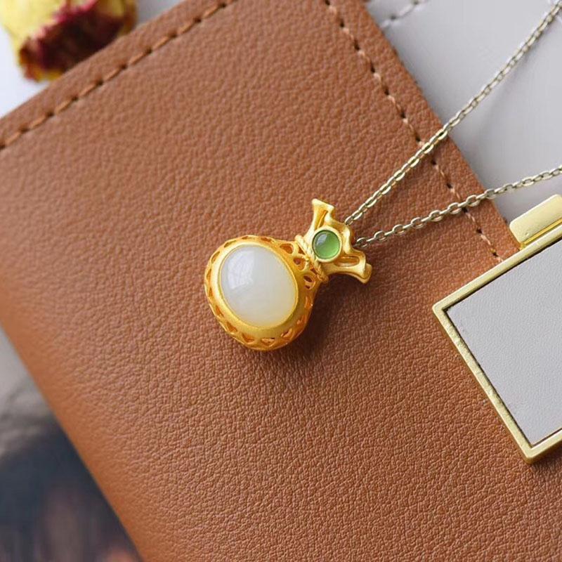 White stone money bag necklace