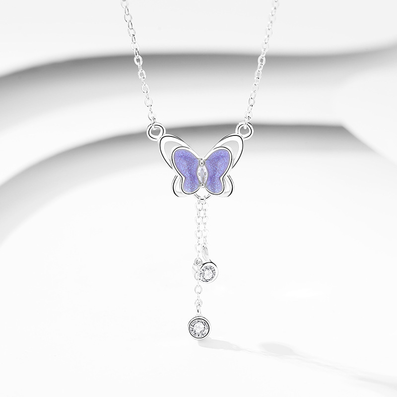 D0990 butterfly double fly necklace