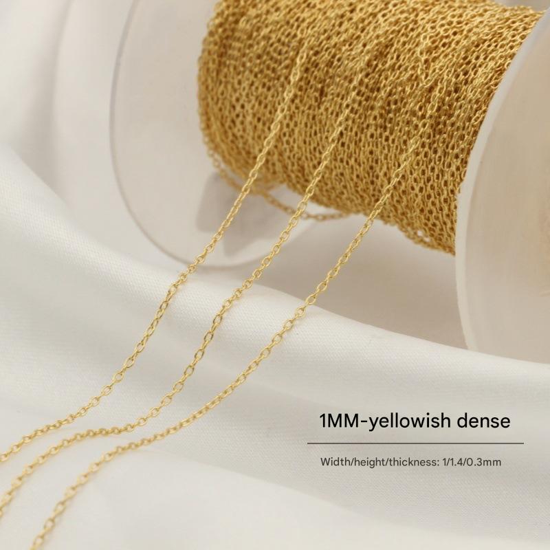 Chain width 1mm bright gold-dense short Square