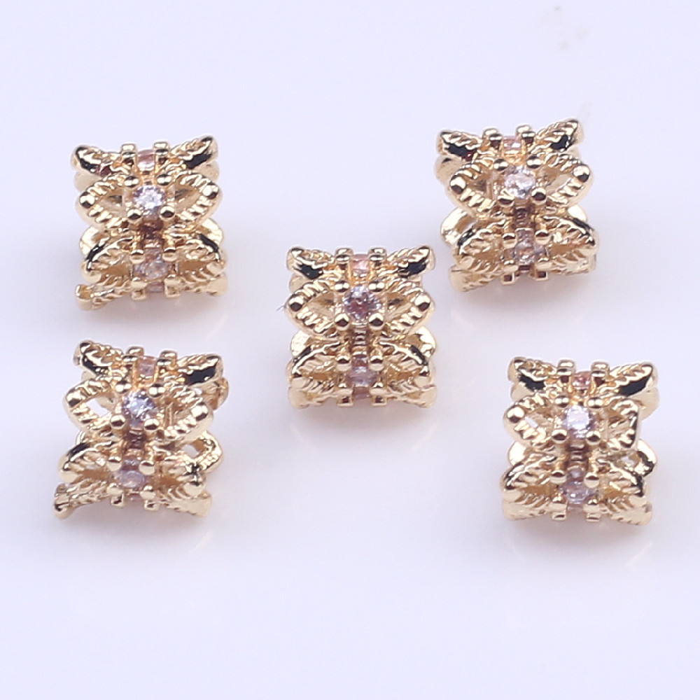 14K gold/White Zirconium