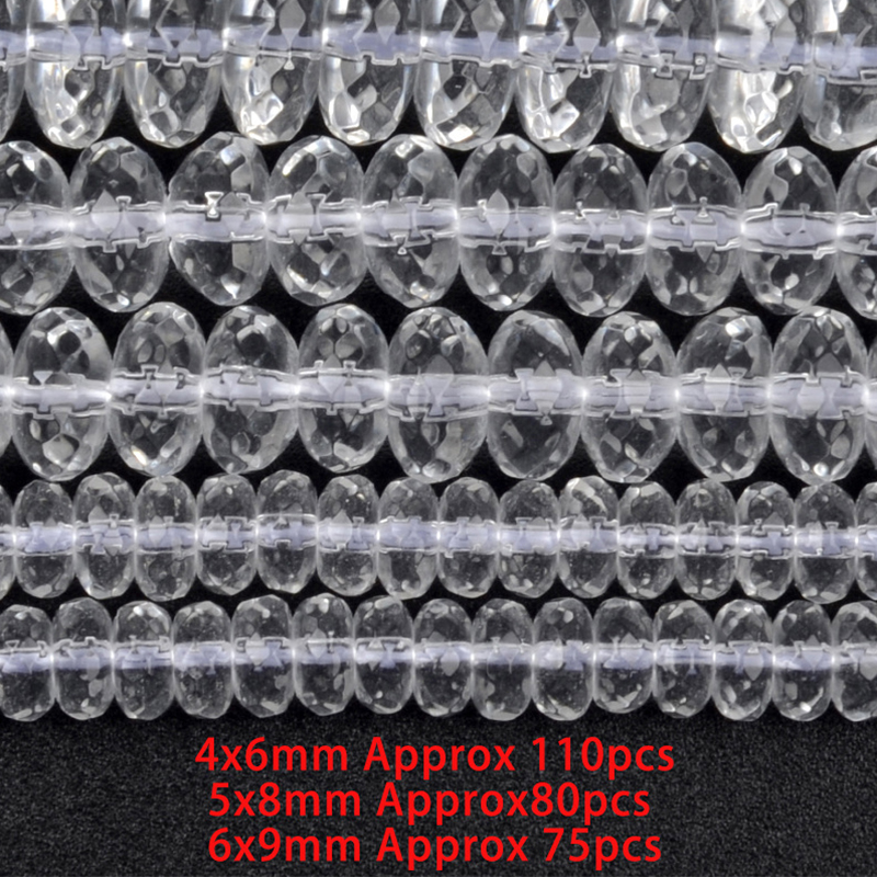 6x9mm faceted white crystal abacus beads