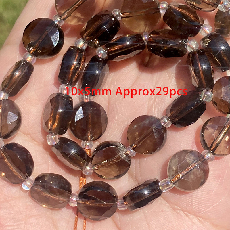 10x5mm faceted flat round bead tea crystal