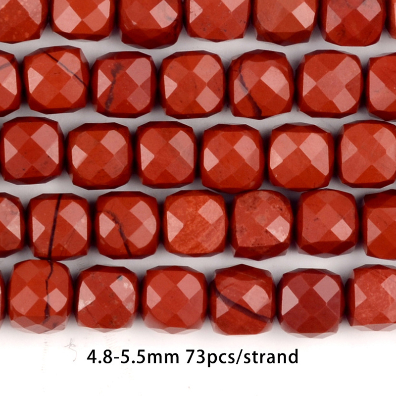 5mm natural red stone faceted squares