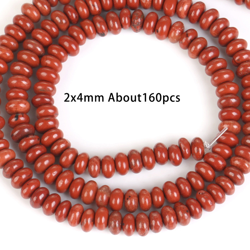 2x4mm abacus bead red stone 2