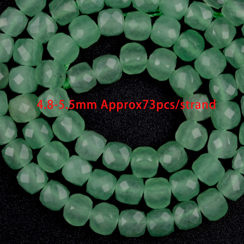 5mm optimized green aventurine faceted cubes