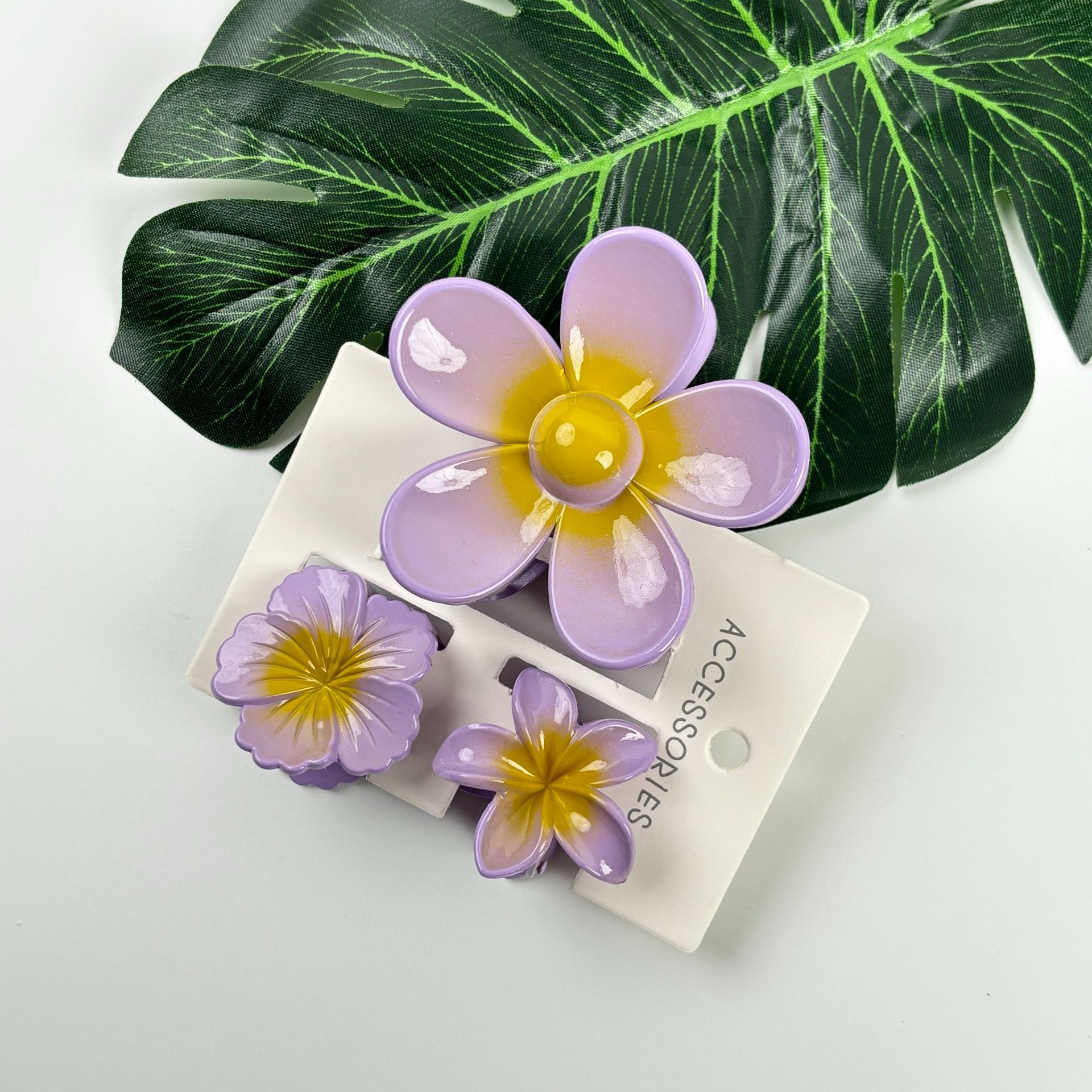 Five-petal flower three-piece set (purple)