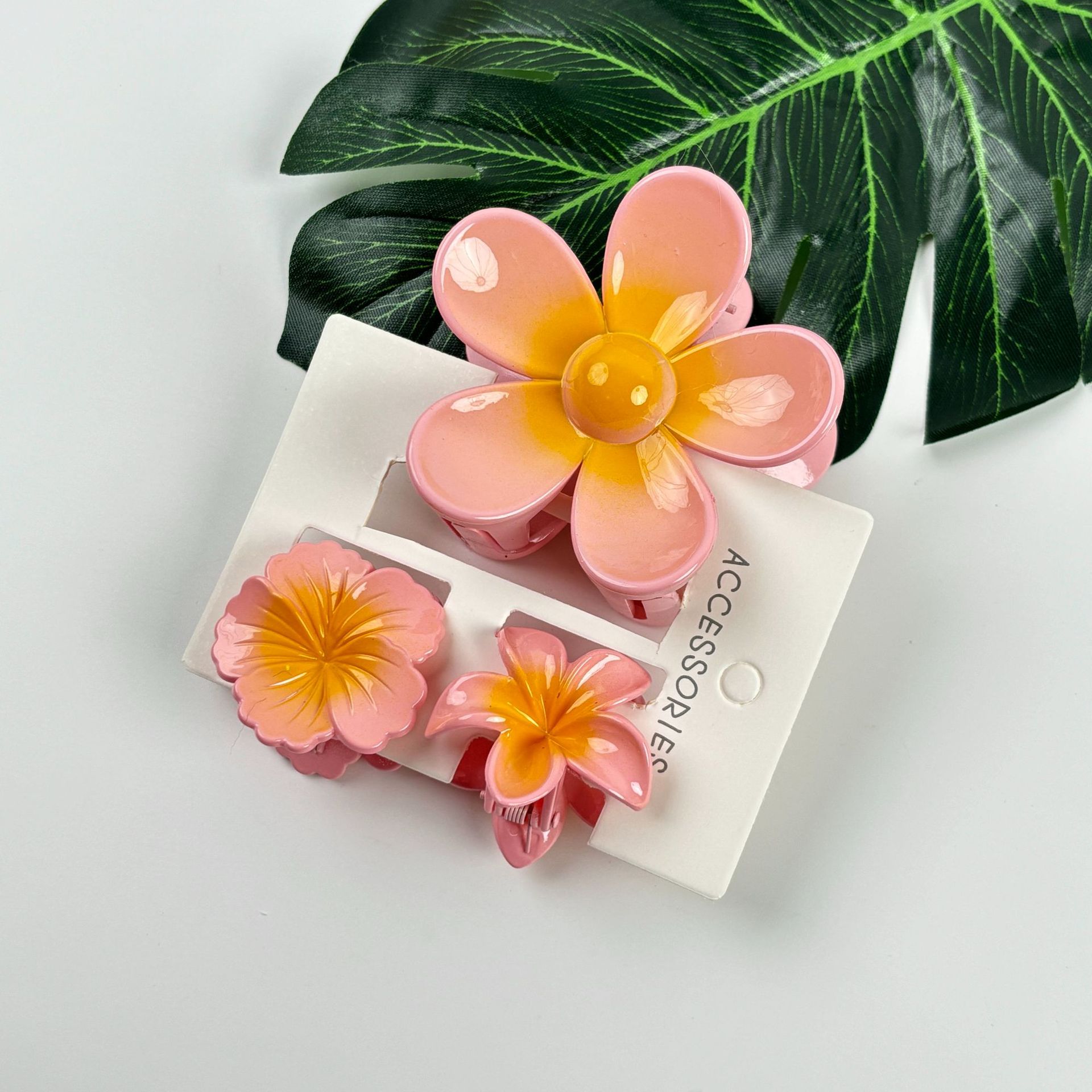 Five-petal flower three-piece set (pink)