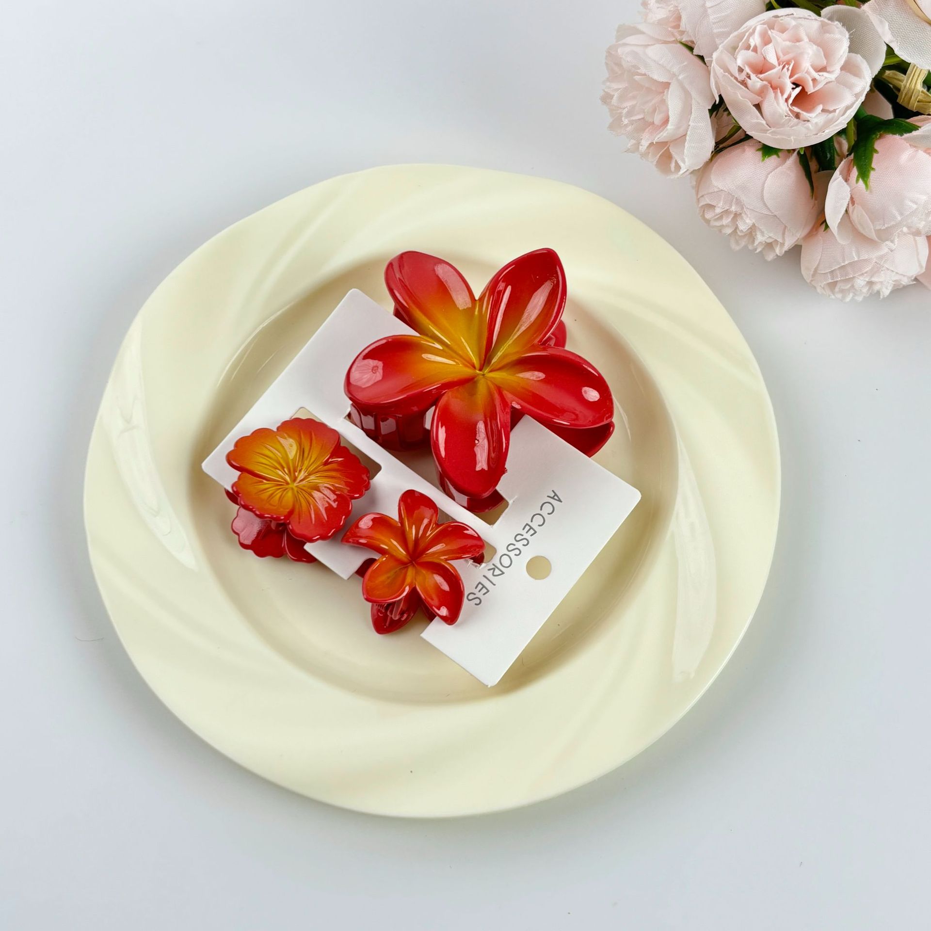 Plumeria three-piece set (red)