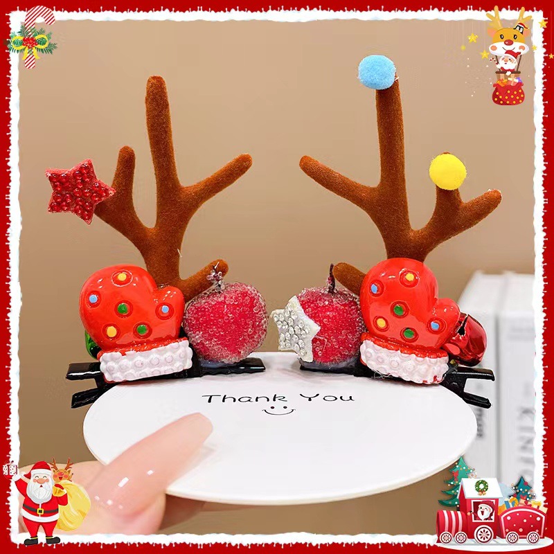 2# Christmas gloves Apple brown antlers clip