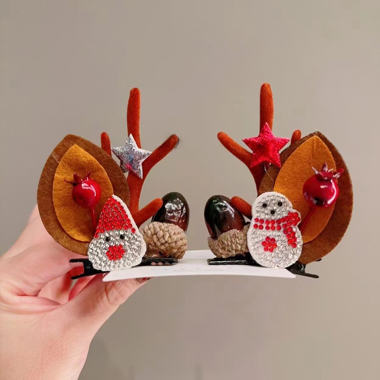 1-10# point drill old man snowman pine cone brown antler clip