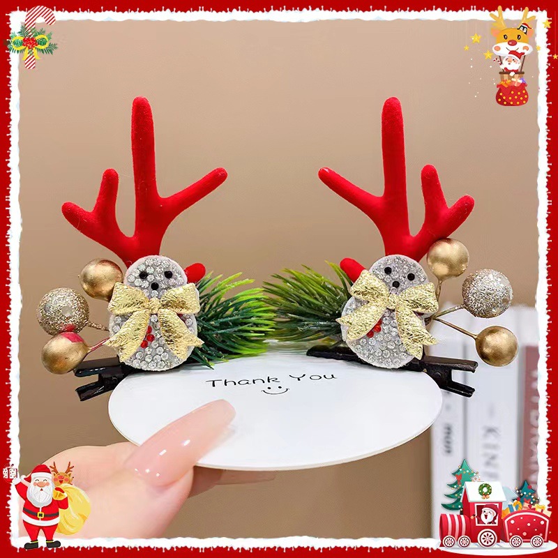 17# point drill snowman bow tie pine needles red antlers clip