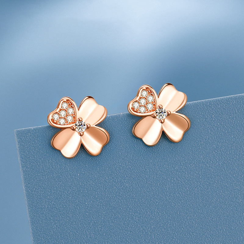Four-leaf clover earrings (Rose Gold)