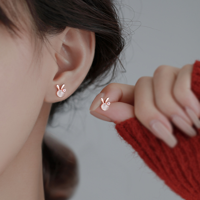 Rabbit Stud Earrings (Rose Gold)