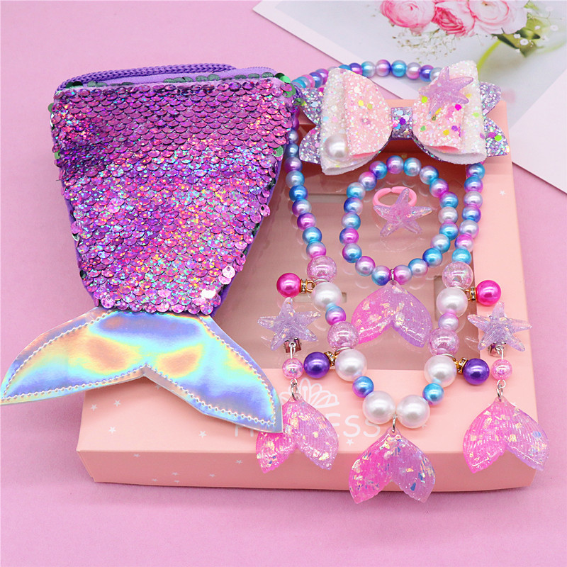 Gradient purple fishtail 7-piece coin purse boxed