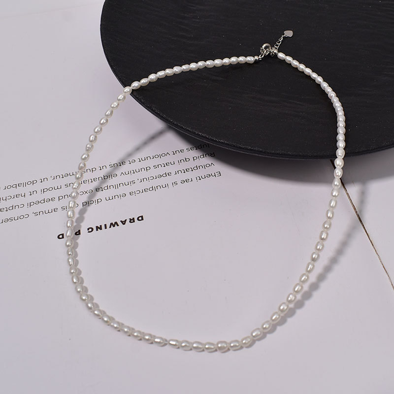 3mm rice beads + 925 silver extension chain