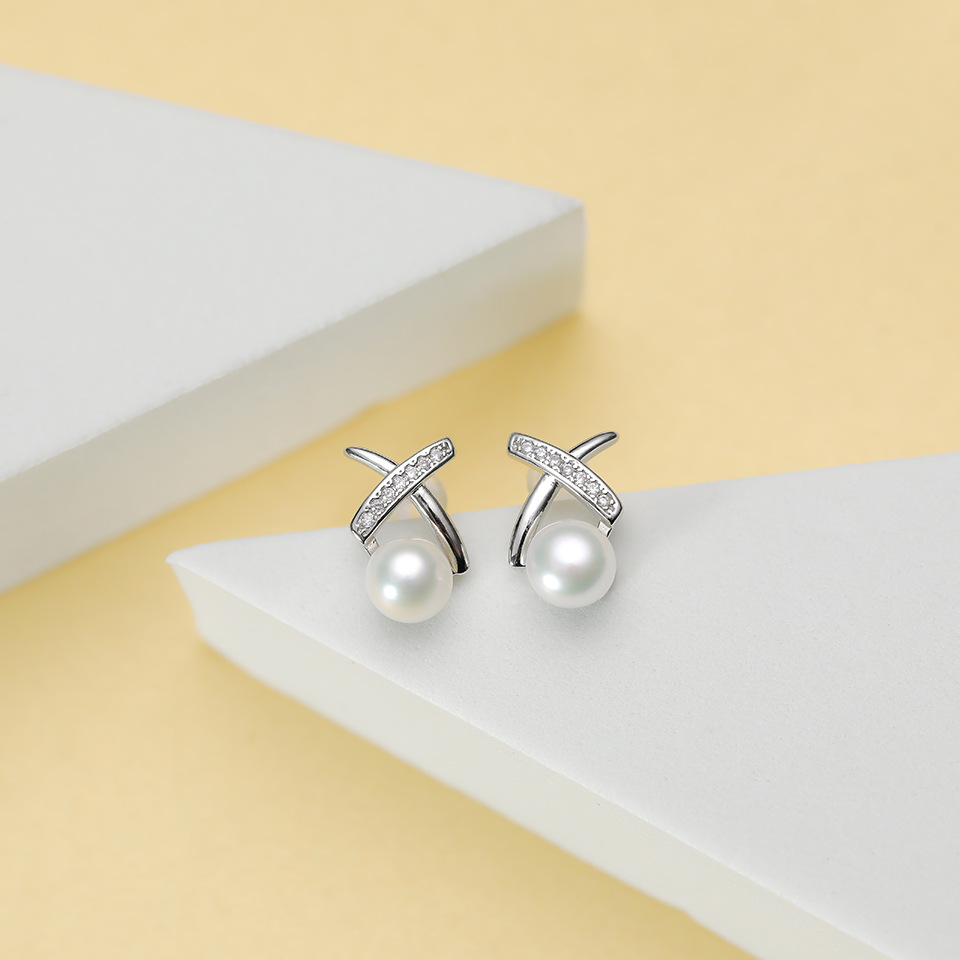 X-type white gold accessories + White Pearl