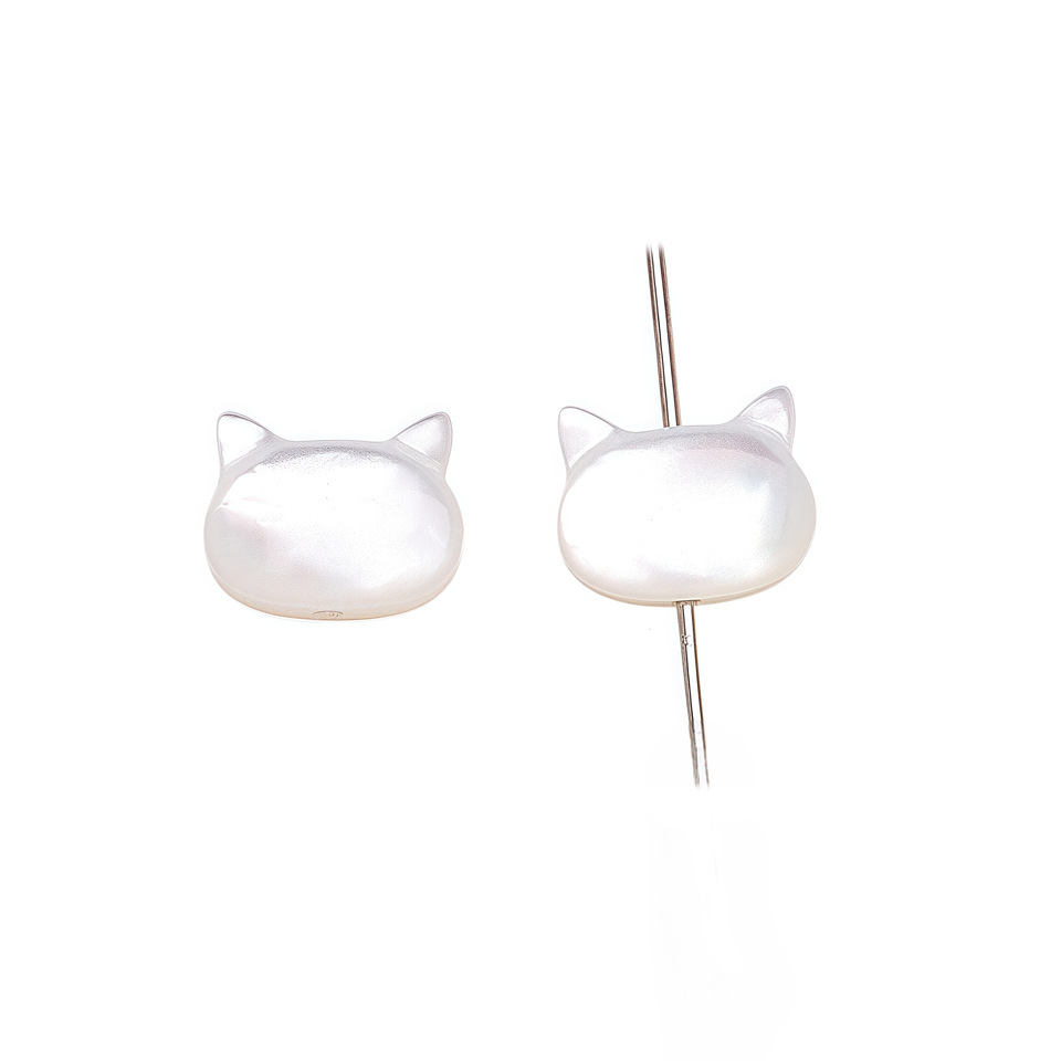 Cat white butterfly shell vertical hole 10×8