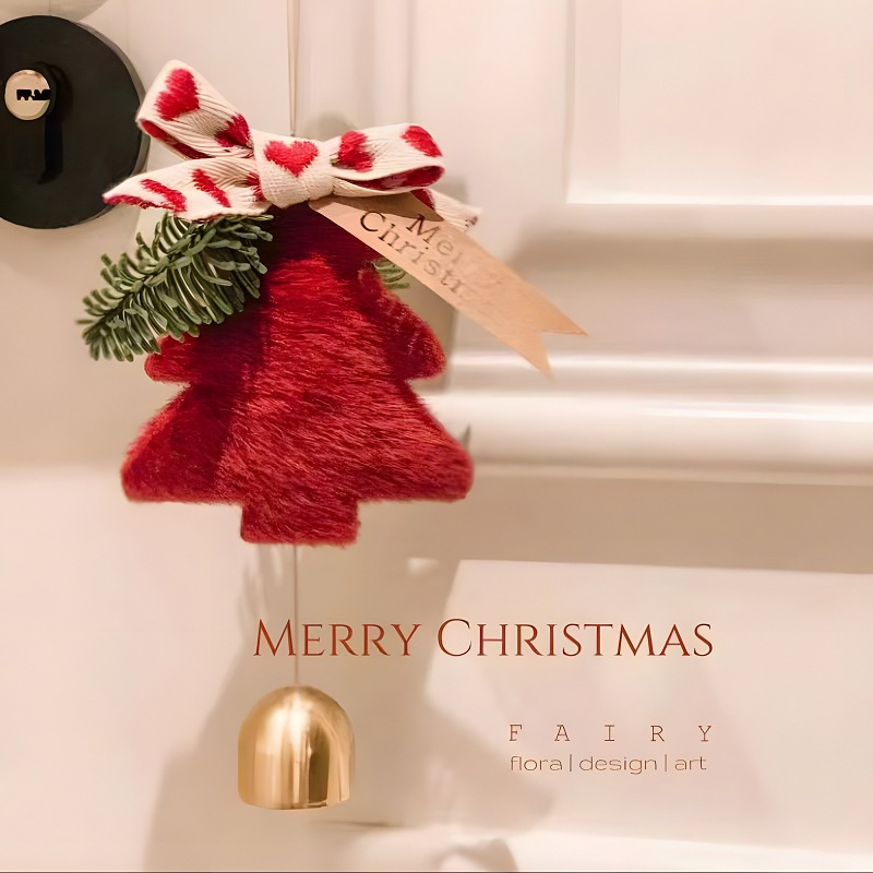 Wine red Christmas tree Bell pendant