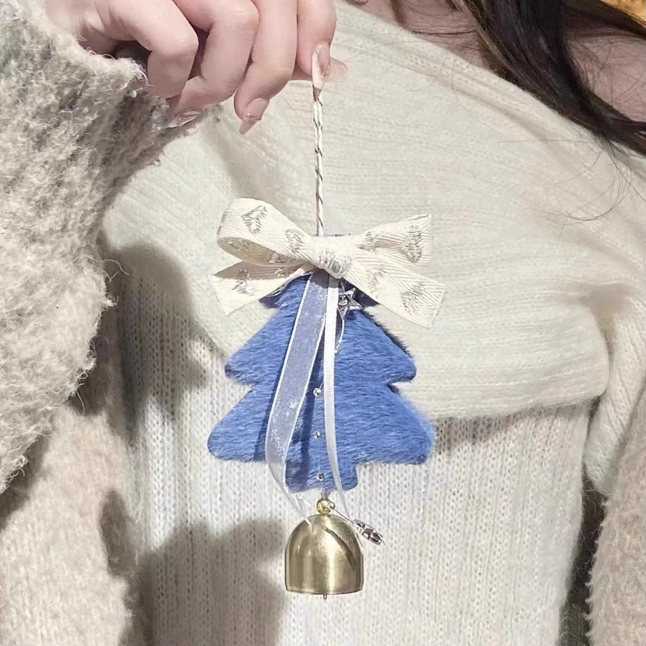 Blue Christmas Tree Bell Pendant