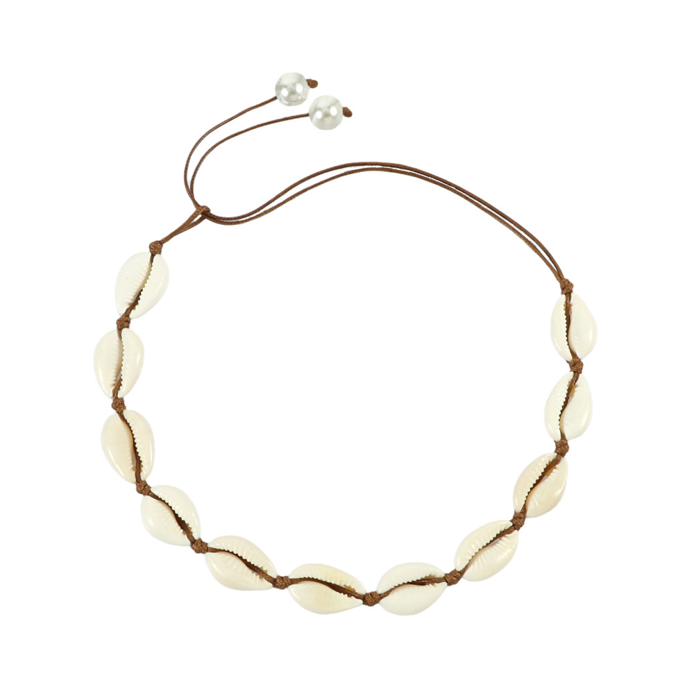 Pearl buckle-brown thread