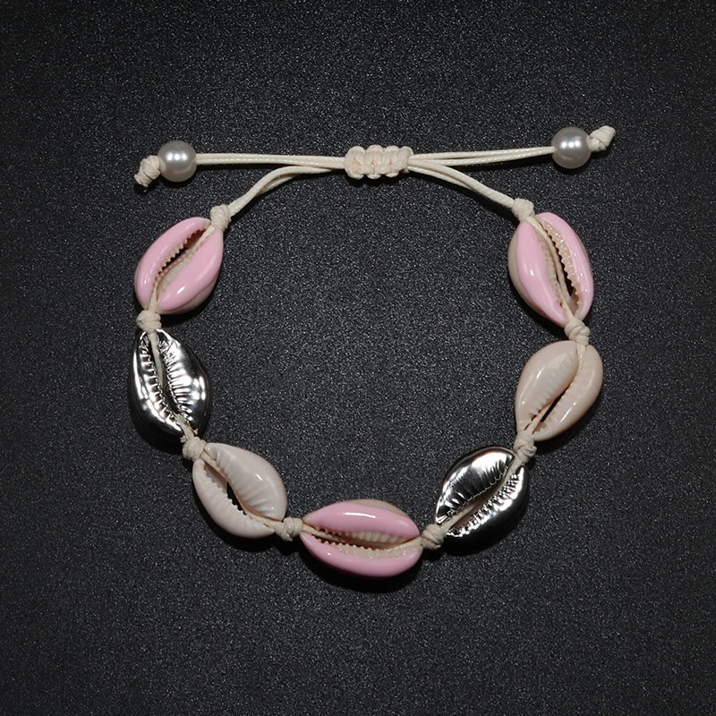 Pink silver shell bracelet