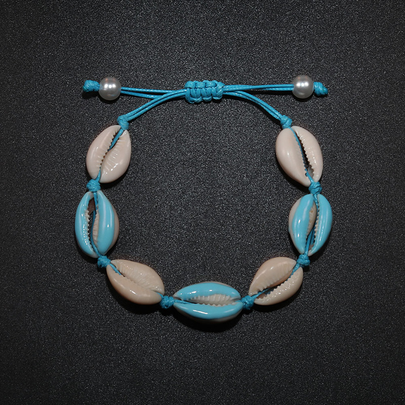 Lake blue white shell bracelet