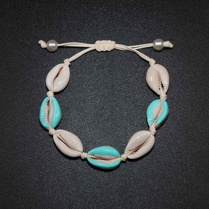 Sky blue white shell bracelet