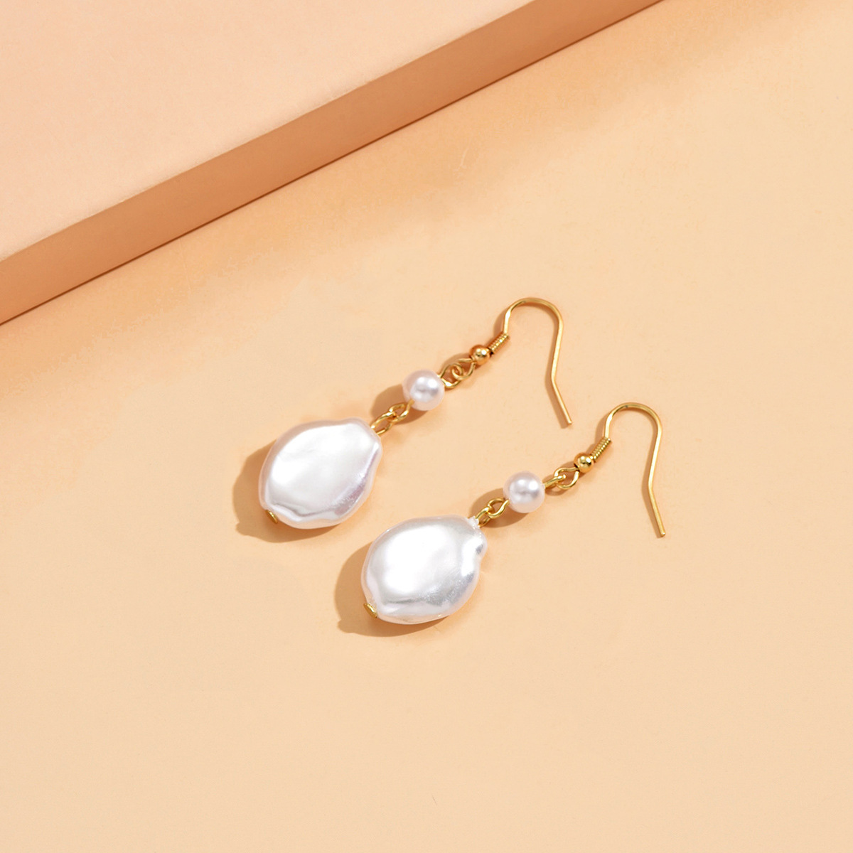 1-Gold Drop Pearl Drop Earrings