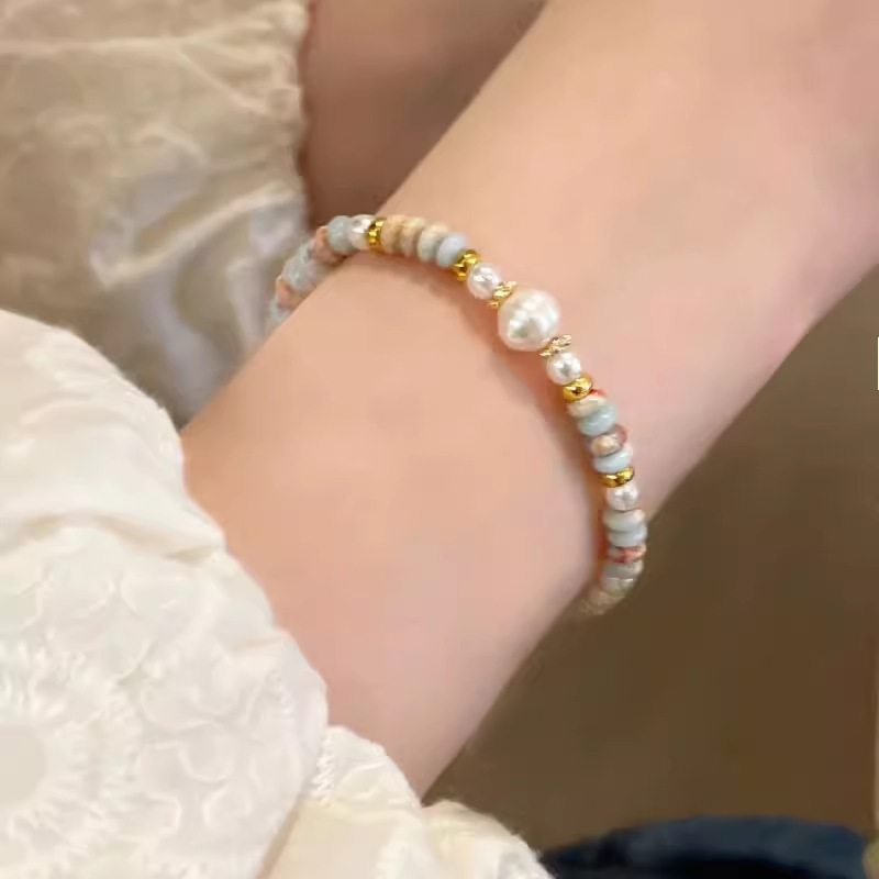 Single layer 17cm shoushan stone magnet buckle bracelet