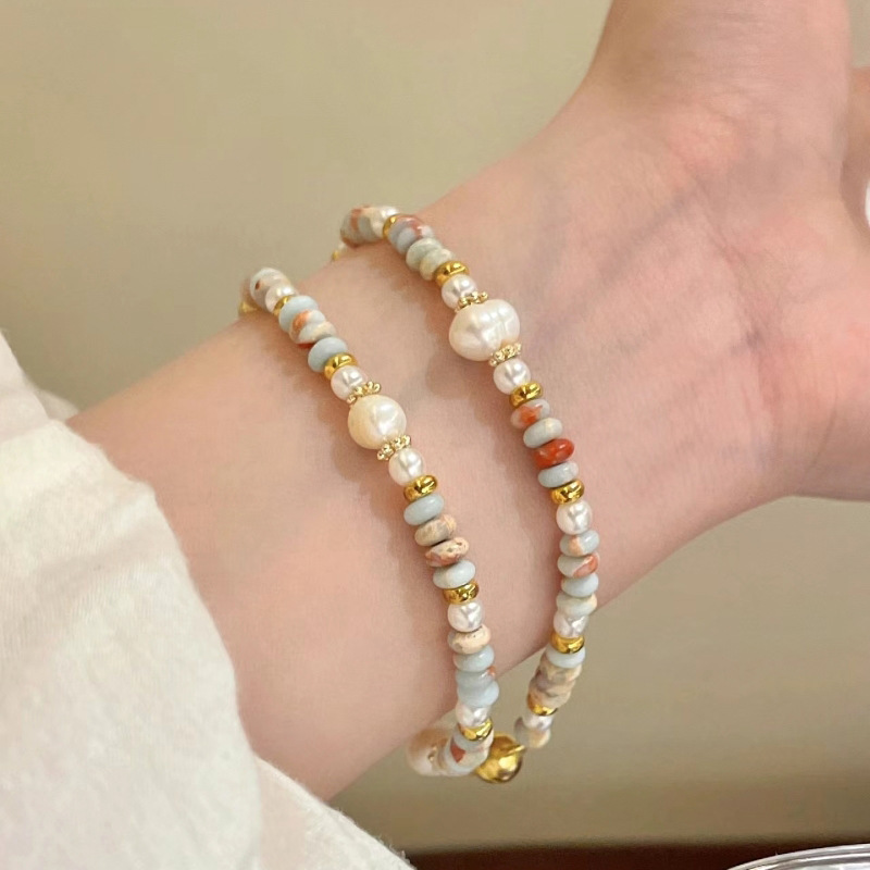 Double layer 35cm shoushan stone magnet buckle bracelet