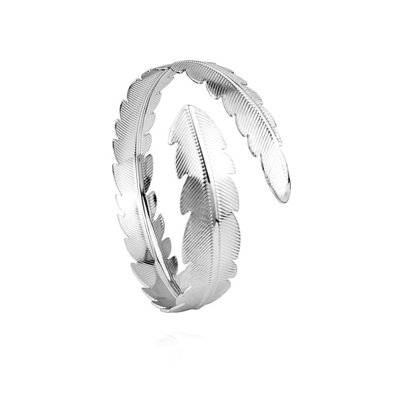 Silver feather arm ring