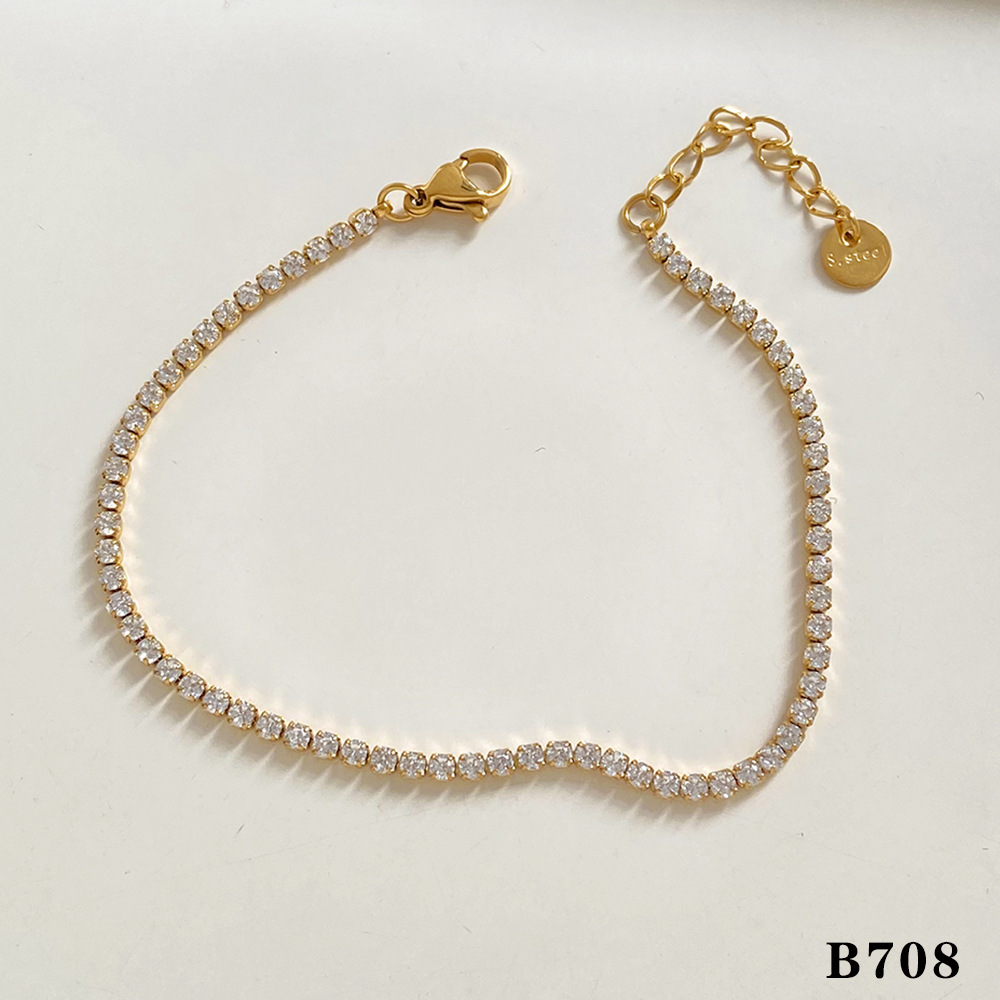 Tennis chain gold bracelet B708