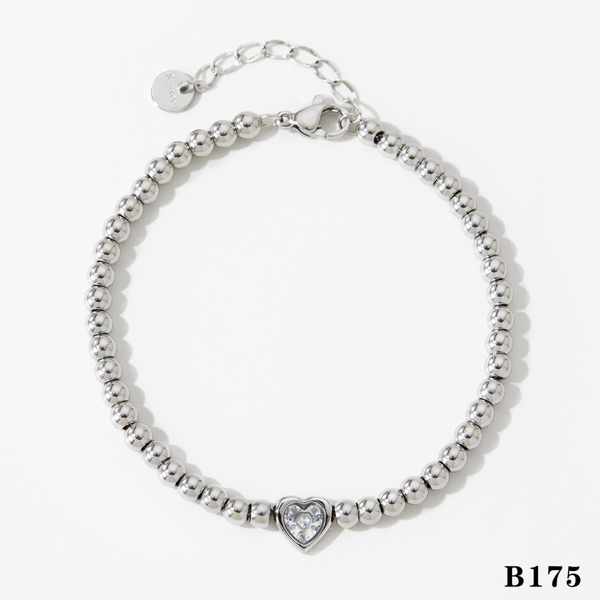 Love bead chain silver bracelet B175