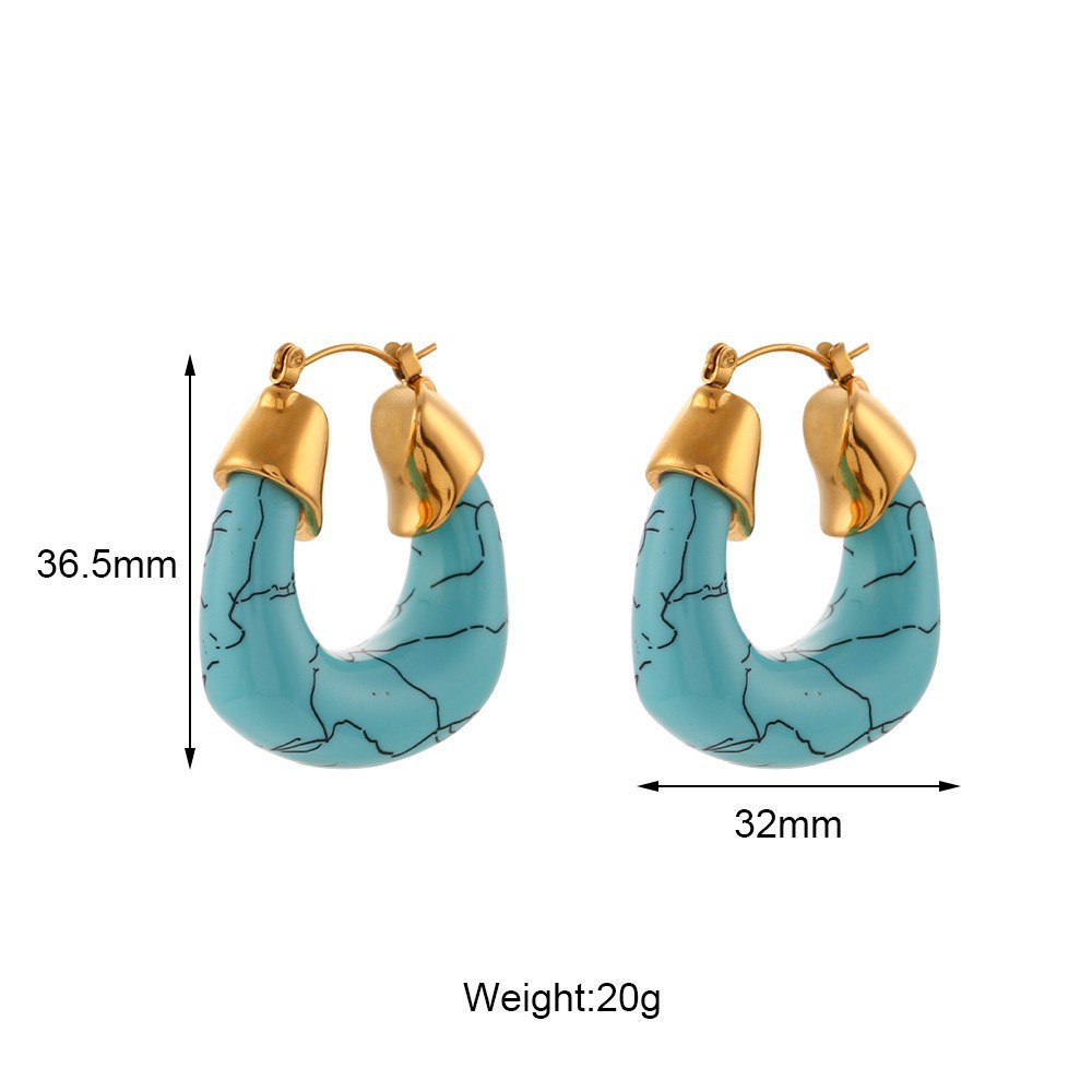 Exaggerated acrylic U-shaped earrings-turquoise